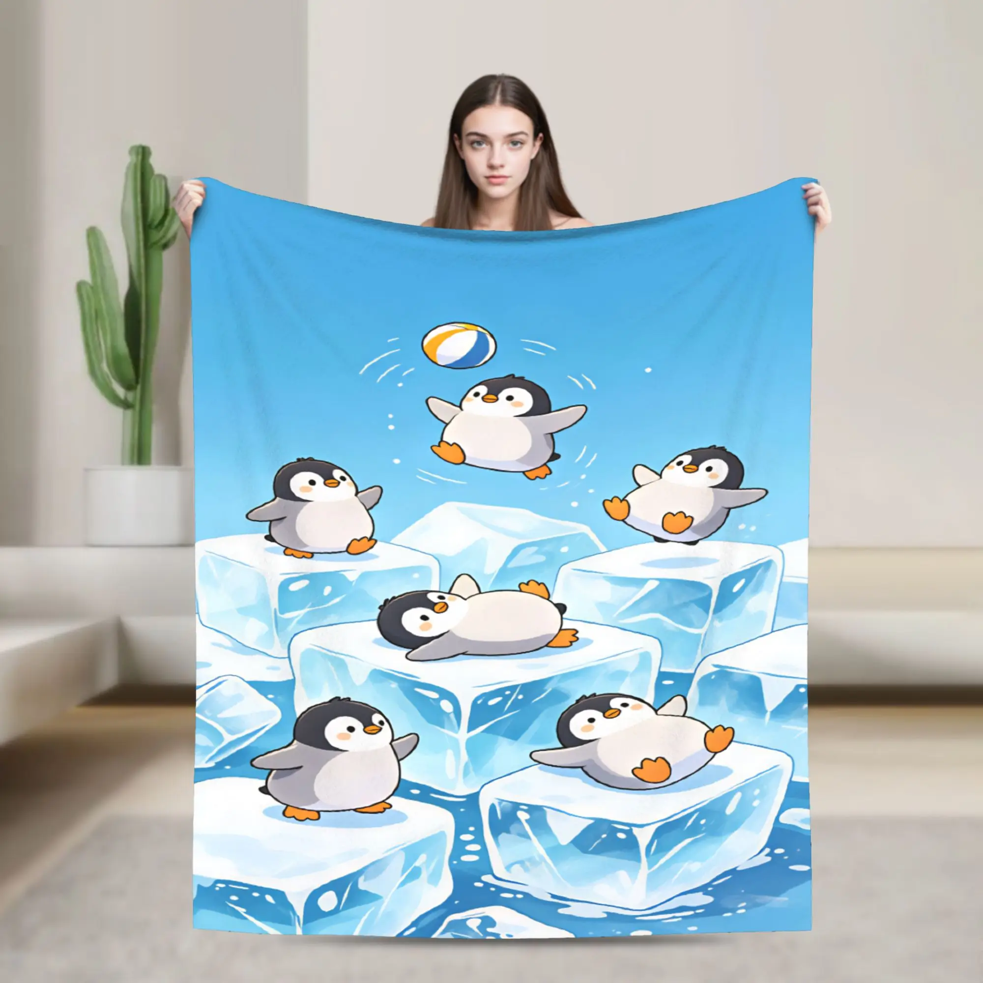 Super Soft Throw Blanket Travel Car Cute Penguin Blankets  Flannel Bedspread For Outdoor Funny Sofa Bed Cover