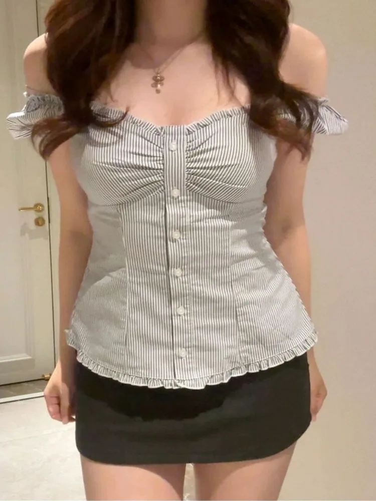 بلو سليم مخطط فقاعة Sve سليم صالح ort Sve irt المرأة صيف 2025 جديد Sle تنوعا عادية Faion