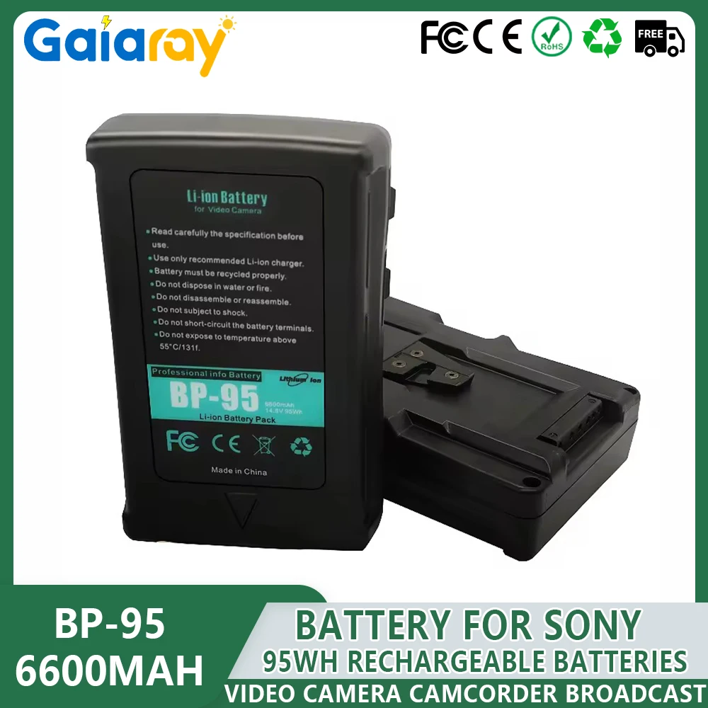 95Wh BP-95 6600mAh V Mount/V-Lock Battery for Sony Video Camera Camcorder Broadcast Video Light Blackmagic Rechargeable Battery