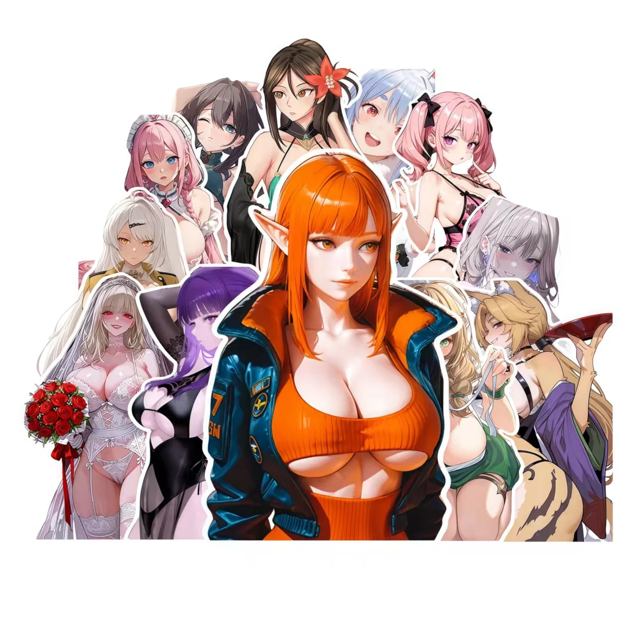 60PCS Anime Girl Stickers Sexy Women Decals For Graffiti DIY Laptop Phone Caer Bike Skate Man board Guitar Toys Water Cup Adult