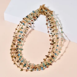 ZMZY Gold Color Beads Natural Gravel Stone Necklace Irregular Stone Jewelry Gift Necklace Energy Necklace For Women Men