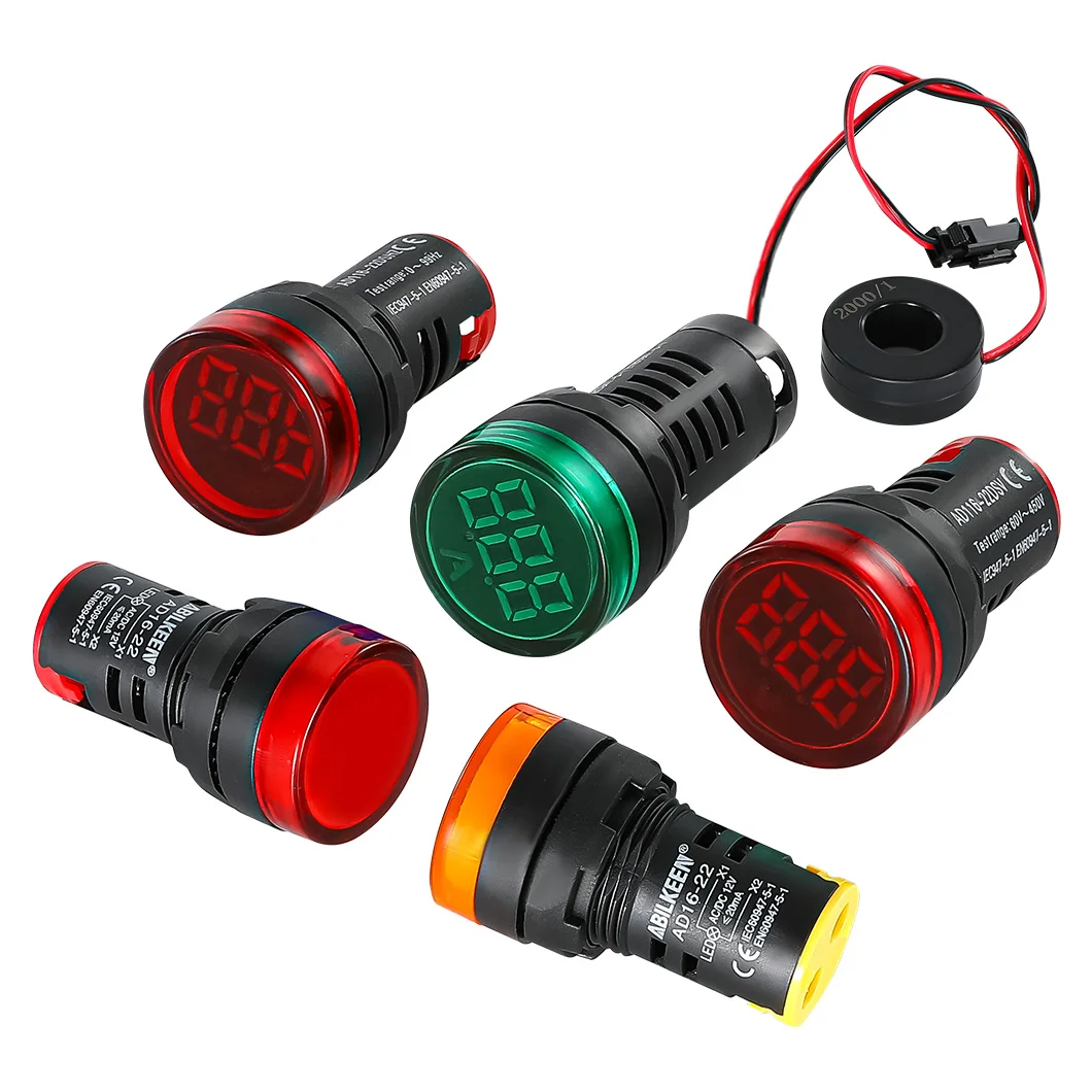 ABILKEEN AD16-22 Industrial Signal Indicator Light Digital Display Ammeter/Voltmeter/Temperature Meter/ Hz Meter Signal Meter