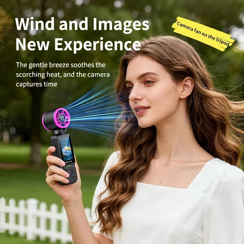 1080P Handheld Fan Gimbal Camera, 180° Rotatable HD Vlog Camera with Cooling Fan, 2000mAh Portable Action Cam