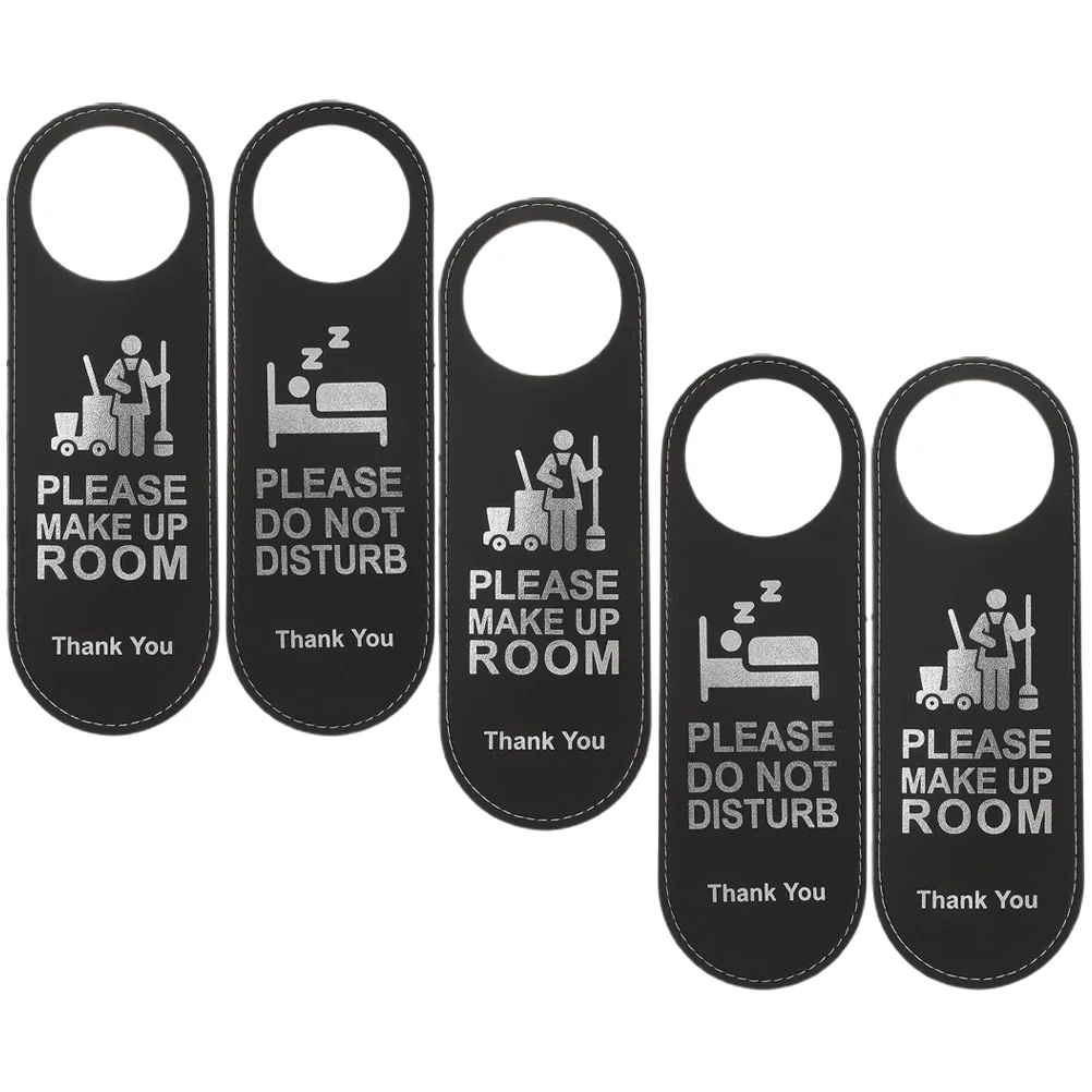 

5 Pcs Please Door Listing Black Handle Hanging Sign Hotel Not Disturb Hangers Work Handles