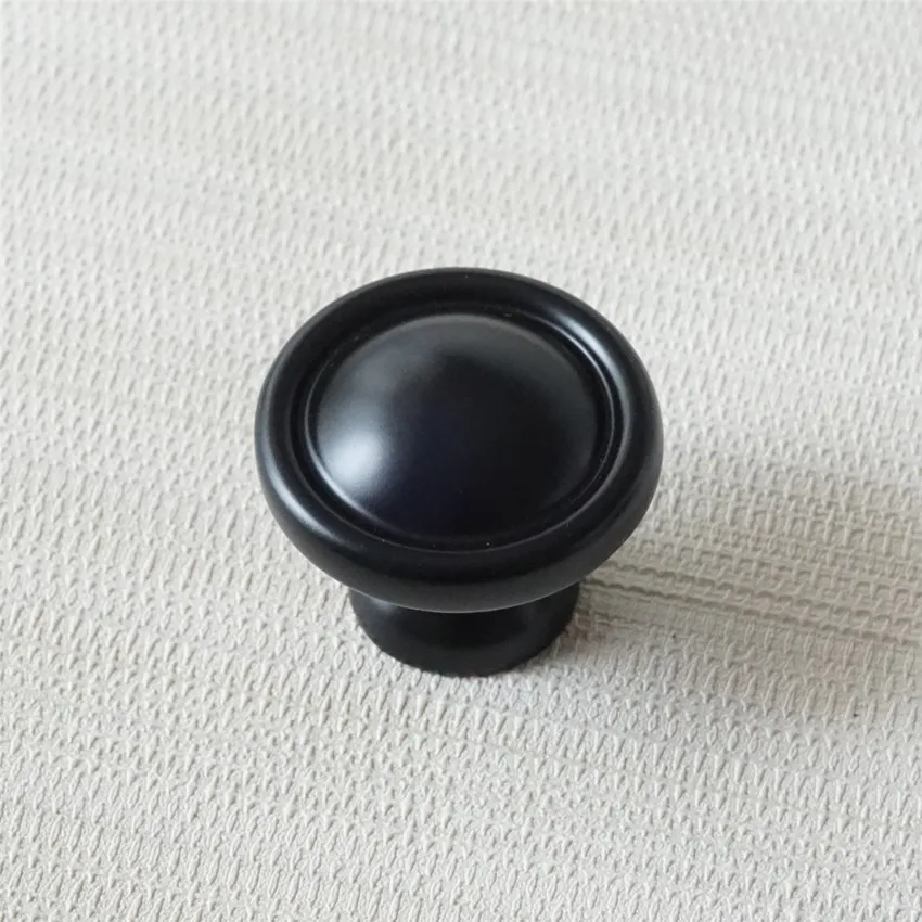 Black Round Door Knobs Single Hole Knob with Backplate Vintage Cabinet Handles Wardrobe Pulls Zinc Alloy Furniture Hardware
