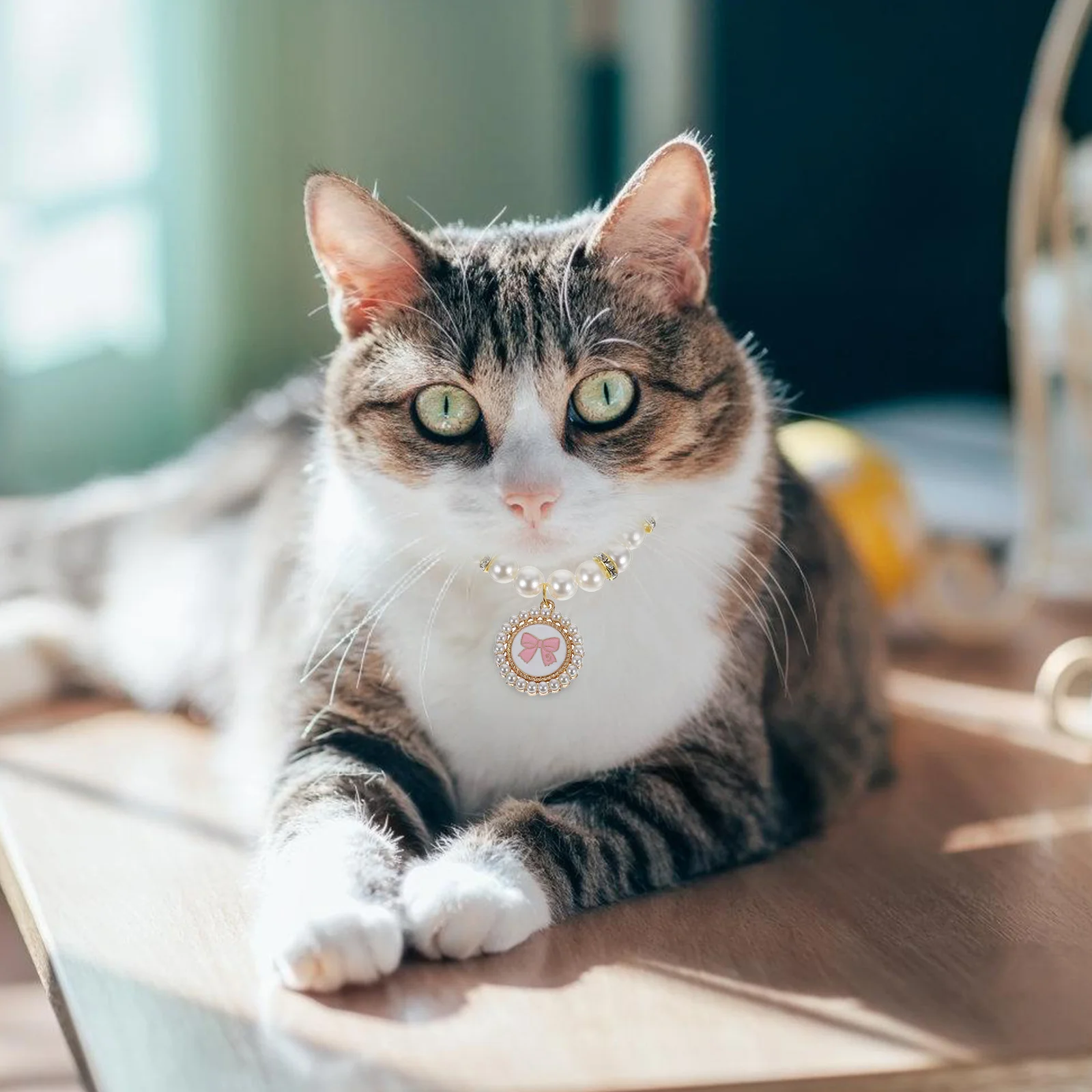 

Dog Pearl Collar Necklace Cat Chain with Charms Necklaces For Medium Dogs ABS Jewelry