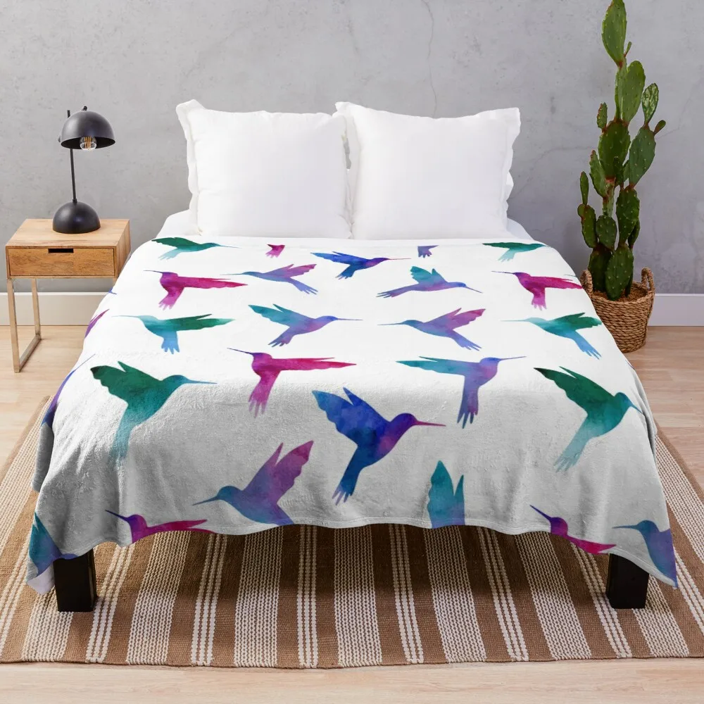 

Hummingbird watercolor pattern Throw Blanket Thin Blanket