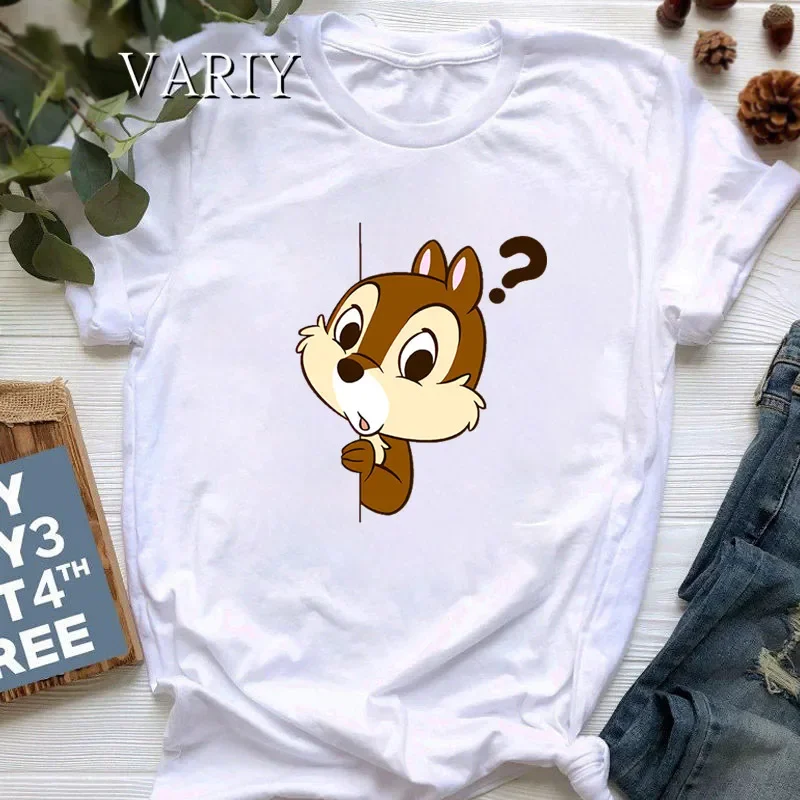 TShirts for Women 2024 Loose Cartoon Chip and Dale Graphic T-shirt Harajuku Tops T-shirts Street Style Summer Casual Clothing