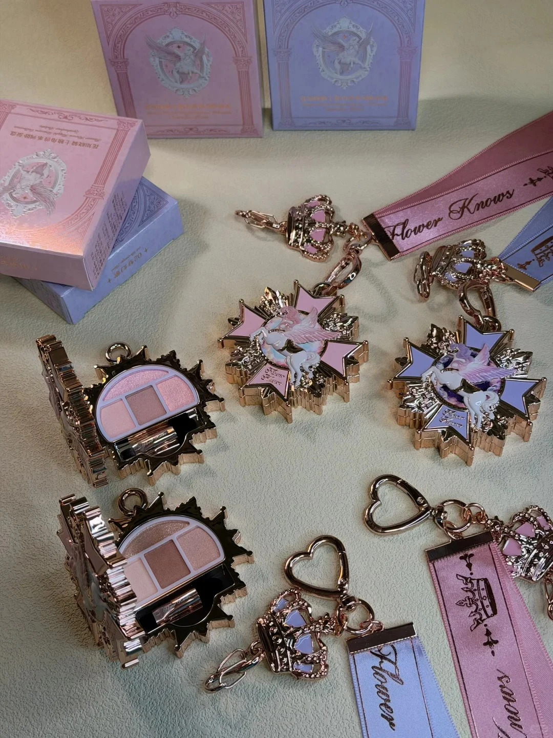 Flower Knows Knight Unicorn Makeup Set Eyeshadow Blush Lipstick With Tote Bag Cute Kawaii Beauty Gift Set Limited Edition
