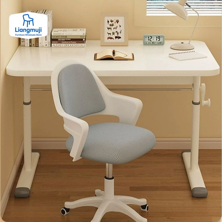 Adjustable Office Chair, Ergonomic Computer Chair - Metal Frame Swivel Base, for Home Office Study Room Dormitory & Learning