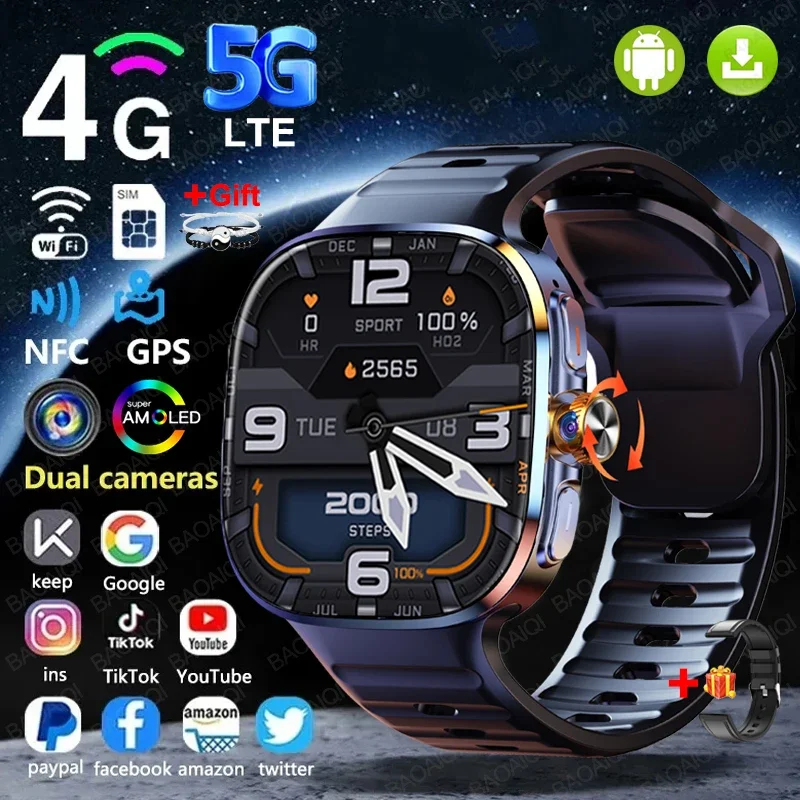 4G/5G スマートウォッチ 2.4インチ 720*720 AMOLED Android 10.0 900万 