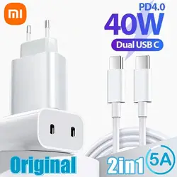 Xiaomi 40W USB C Charger Quick Charge QC 3.0 Dual PD Charger Type C Fast Charger Adapter For IPhone Xiaomi Samsung Huawei Phone