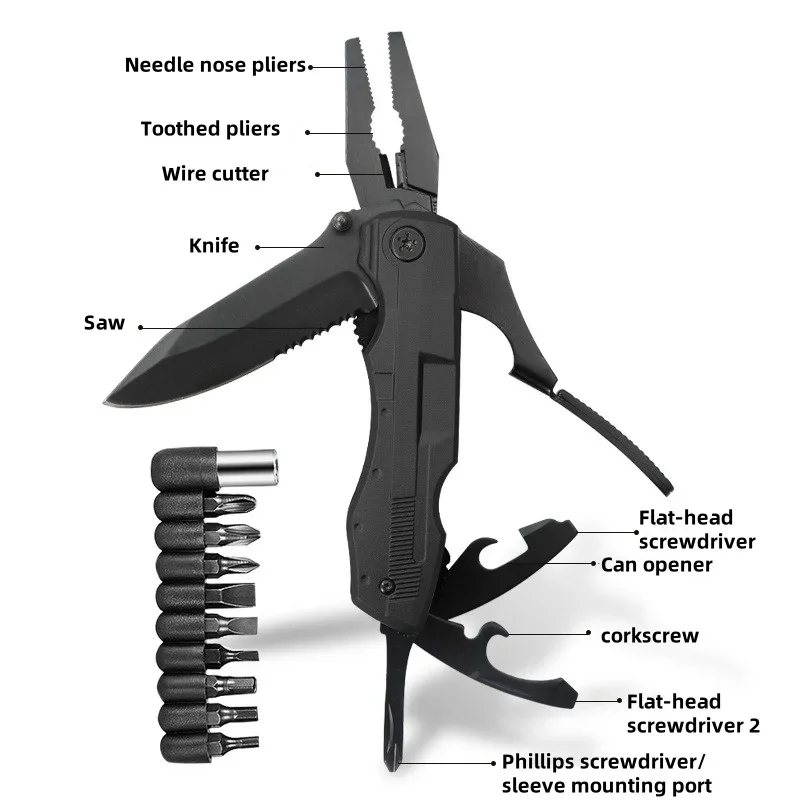 1Pcs Multifunctional Folding Pliers Screw Multi-Purpose Portable Outdoor Multi-Tool Emergency Camping Survival Emergency Tool