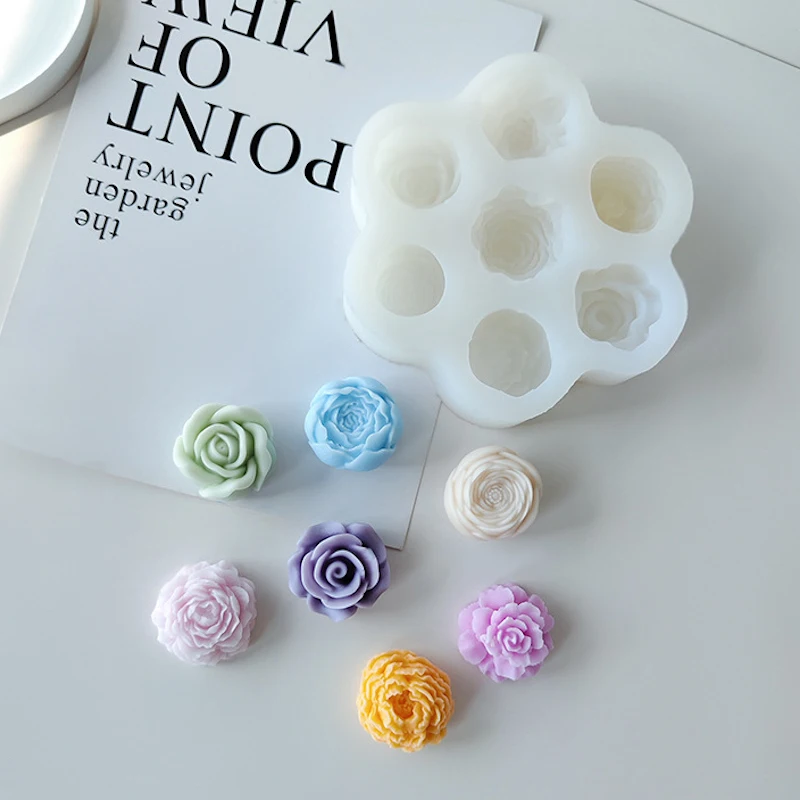 Rose Shaped Succulent Plant Mold - Kitchen DIY Creativity Tool Chocolate Candle Maker Fondant Jelly Mould for Home & Garden