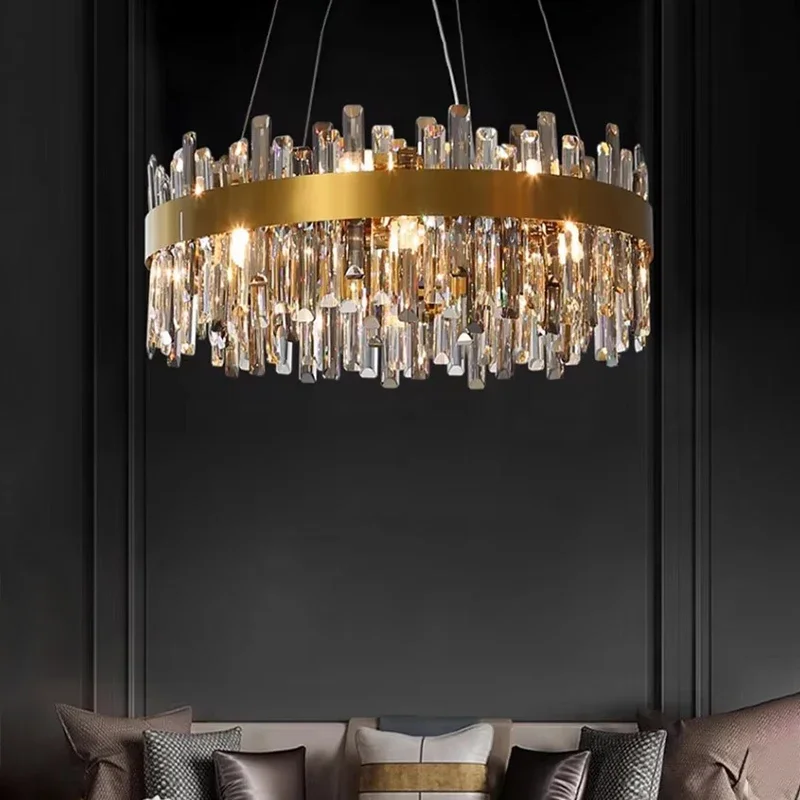 

Modern Luxury Gold Crystal LED Pendant Light Room Decor Lustre Chandelier Living Dining Bedroom Hanging Indoor Lighting Fixtures