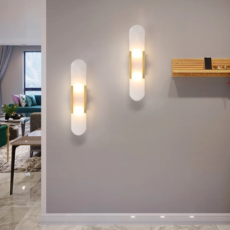 

Marble Stone Wall Lamp Nordic Postmodern Bedroom Bedside Living Room Background Foyer Corridor Decoration Atmosphere Light G4