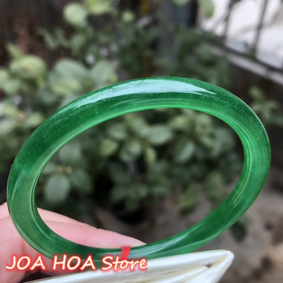 Natural A Grade Jadeite Bracelet Exquisite Perfect Jade Bangle Floating Knot Crystal Flower Handring Emerald Quality Jewelry