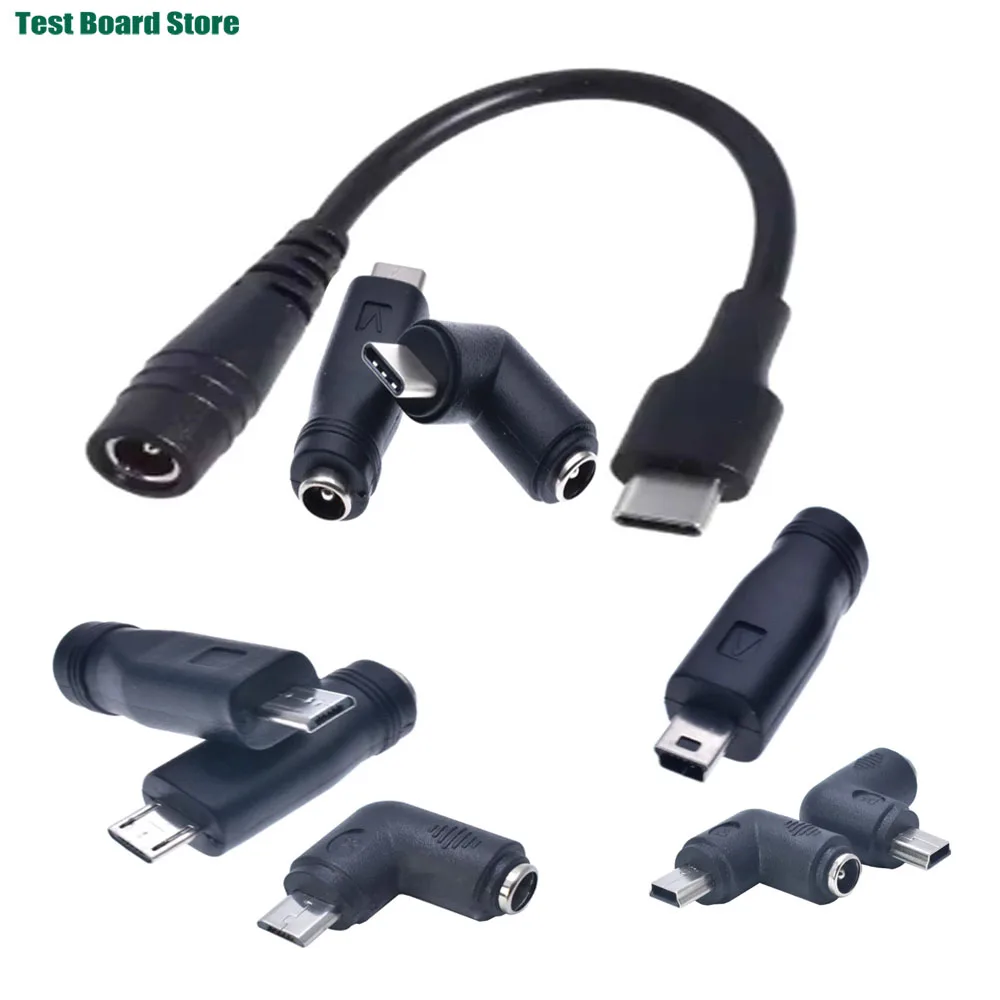 

DC 5.5*2.1 Female Cables 5521 Power Jack DC Power Conector 5.5x2.1mm to Type-C /Micro/Mini USB Charging Cable Converter