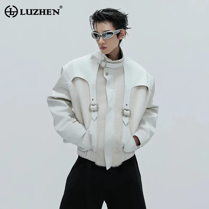 

LUZHEN 2025 Winter New Fur Patchwork Fake Two Piece Design Casual Jacket Men Fashion High Quality Original Niche Clothes JY5011