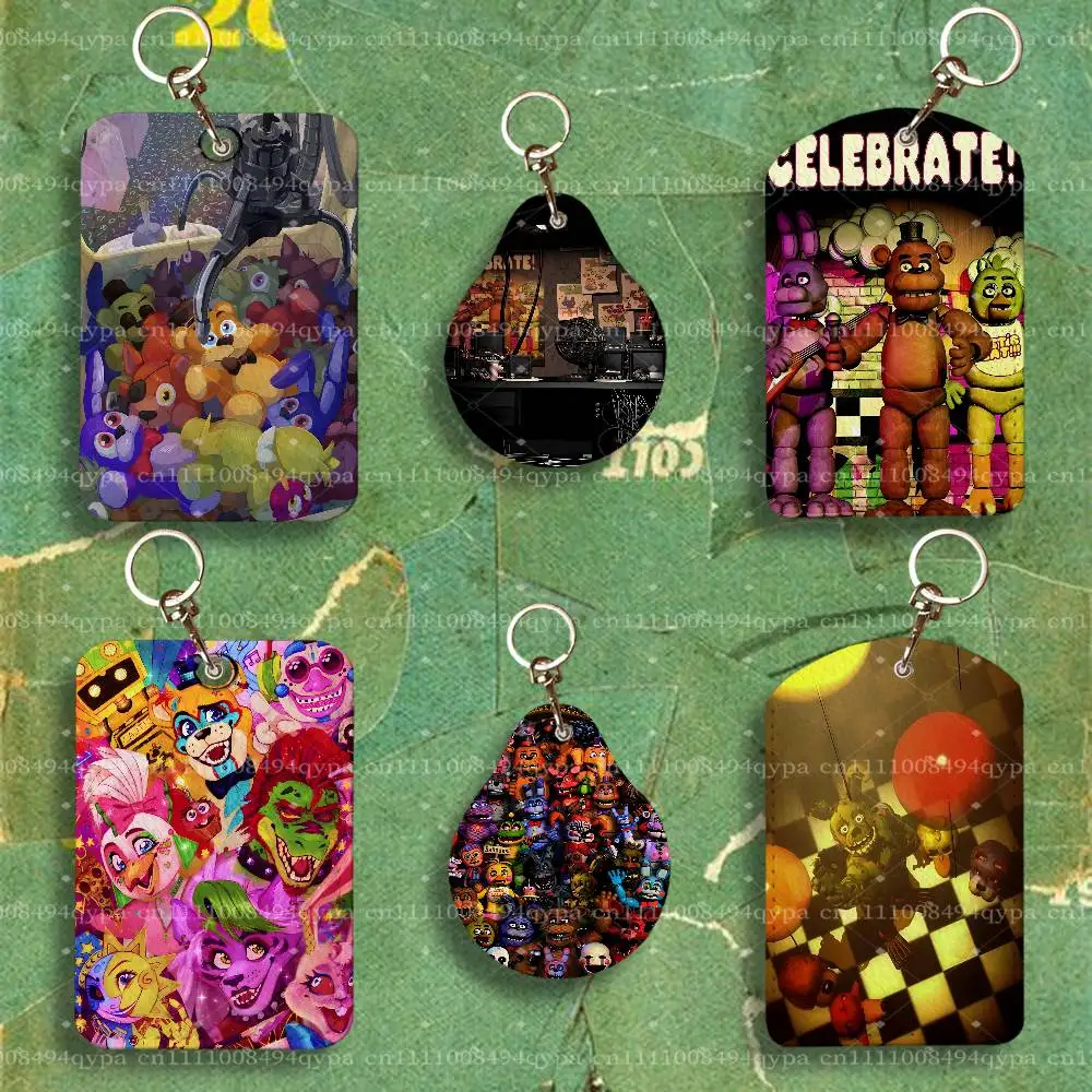 F-FNAF F-Five Nights At Freddys PU Leather Card Holder with Keychain ID Card Holder Protective Cover For Credit Bus Subway Card