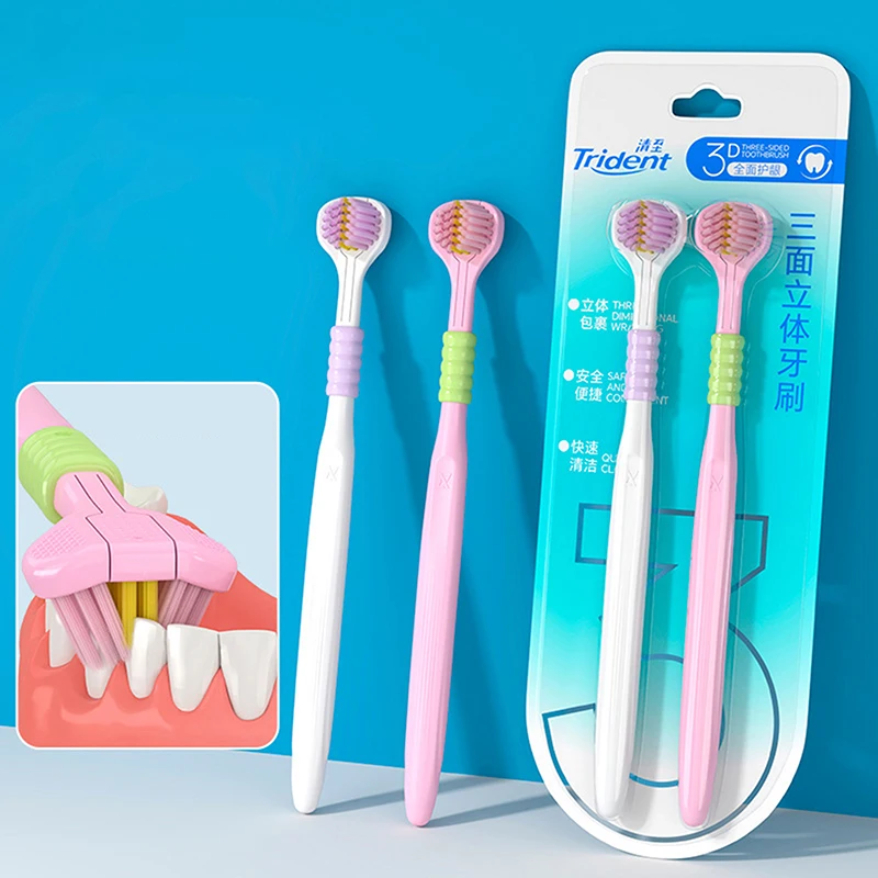 

Household 3-Sided Toothbrush With Soft Bristles Comfortable Easy To Use Deep Cleaning Toothbrush For Adults Kids Boys Girls