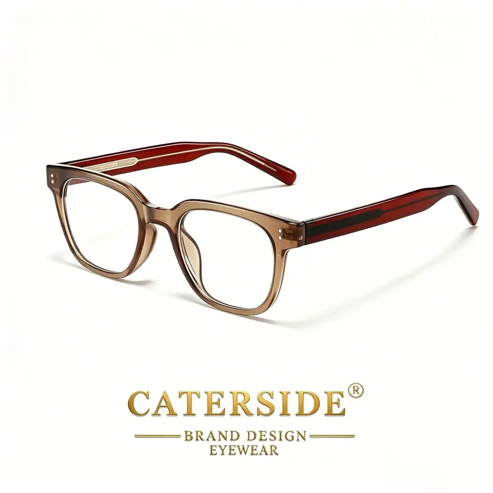 CATERSIDE Retro Herren-Blaulichtbrille, hochwertiger quadratischer Tr-90-Brillenrahmen, Damen-Computer-Lesebrille mit flacher Linse – Detail 8