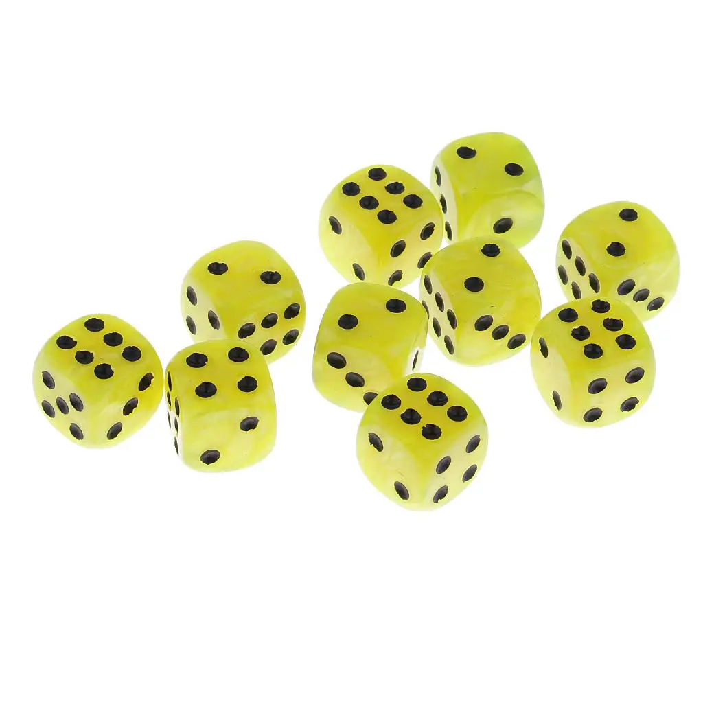 2x10 Pieces Plastic 6-sided Digital Dice D6 for Party Bar Table Game Yellow