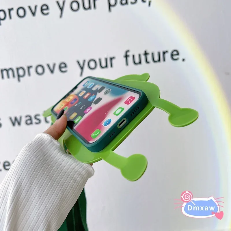 3D Cute Frog Phone Case For OPPO A58 A58X A17 A17K A77 A57 2022 4G 5G A94 5G A54 4G Reno 2Z 2F 2 Z A92 A72 A52 Silicone Cover