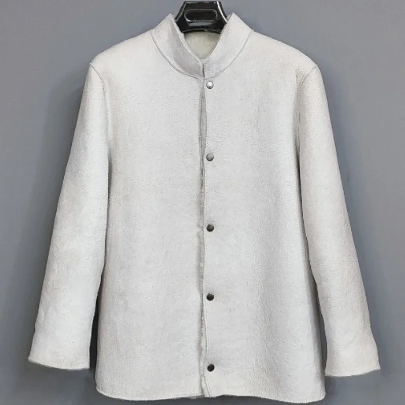 Natural Wool Winter Warm Sheep Skin Coat  Thickened Wool Liner  Genuine Leather Thermal Jacket  Pure Sheep Fur One Piece Coat