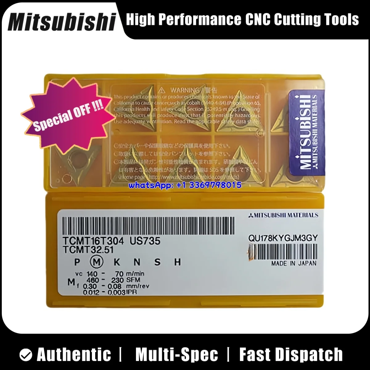 

Mitsubish i Original TCMT TCMT16T308 VP15TF TCMT110202 US735 TCMT16T304 UE6020 Твердосплавные токарные пластины средней черности