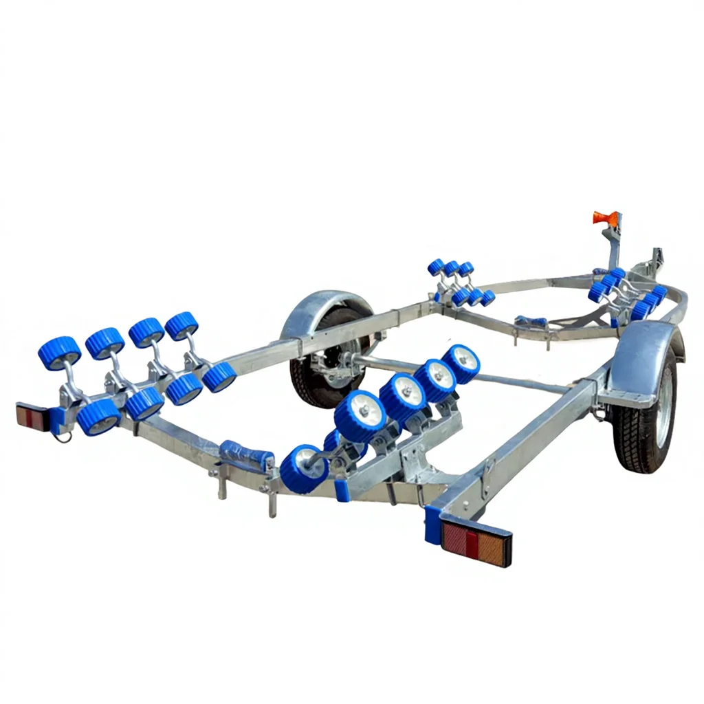 5x2.6m Aluminum Alloy Single Axle Marine Trailer 1200KG Load With Wobble Rollers For Jet Ski Rubber Boat Yacht Watercraft