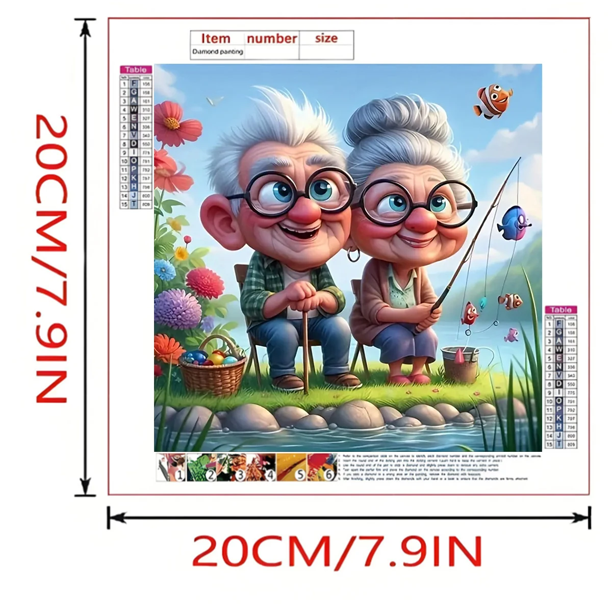 祖父母釣りダイヤモンドペインティングセット、DIY大人用フル - Art Craft Website のレビューと価格