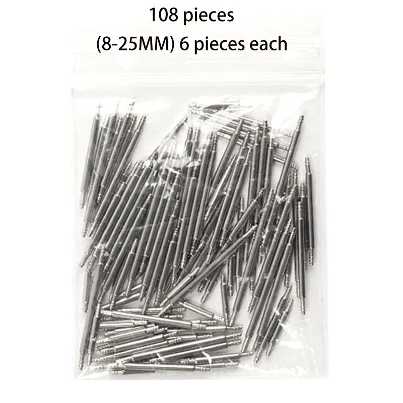 108-360 шт., диаметр 1,8 мм, ремешок для часов, штифт, пружинный стержень, аксессуары для часов, пружинный стержень из нержавеющей стали, штифты шириной 8 мм-25 мм