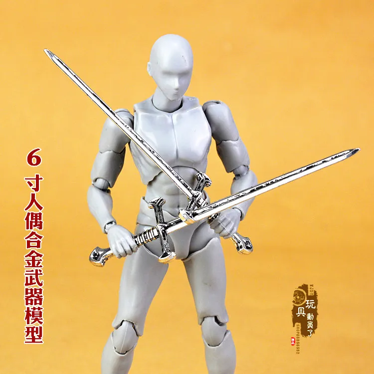 

1/12 Scale soldiers accessories double sword weapon toys fit 6 inches action figure dolls