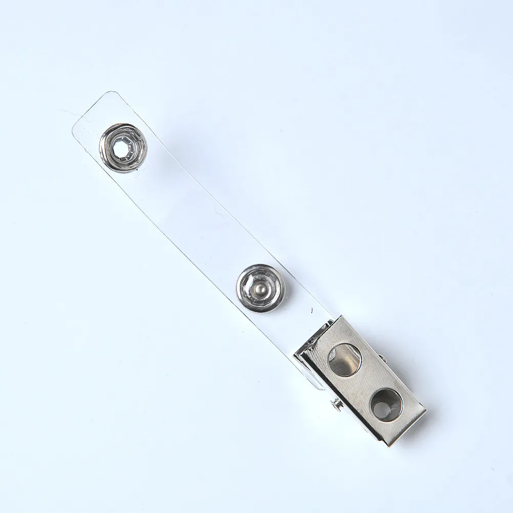 

100 шт. высококачественных металлических зажимов для бейджей с прозрачными ПВХ-ремешками, стабильные кнопочные дисковые застежки, двусторонние держатели для идентификационных бейджей и именных табличек