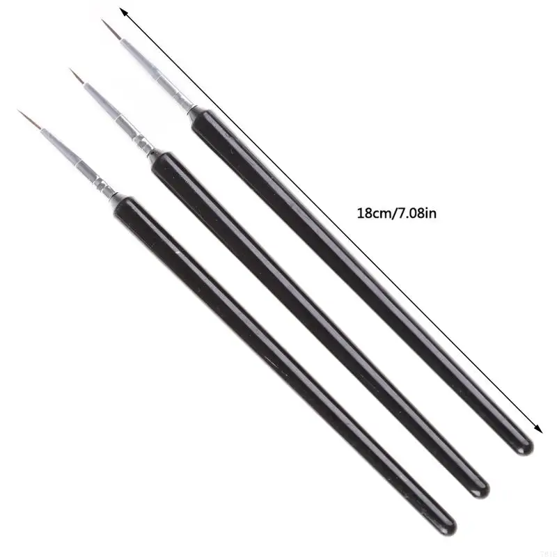 781E Pack of 3 Reusable Striping Art Brushes for Long Lines Fine Designs Professional Striper Brushes Sets