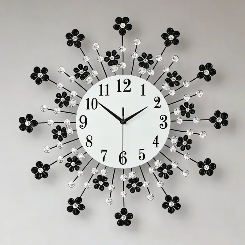 for Creative 38cm Wrought Iron Metal Wall Clock Quartz Living Room Home Decoration Watch Amazon Cross Border Wholesale