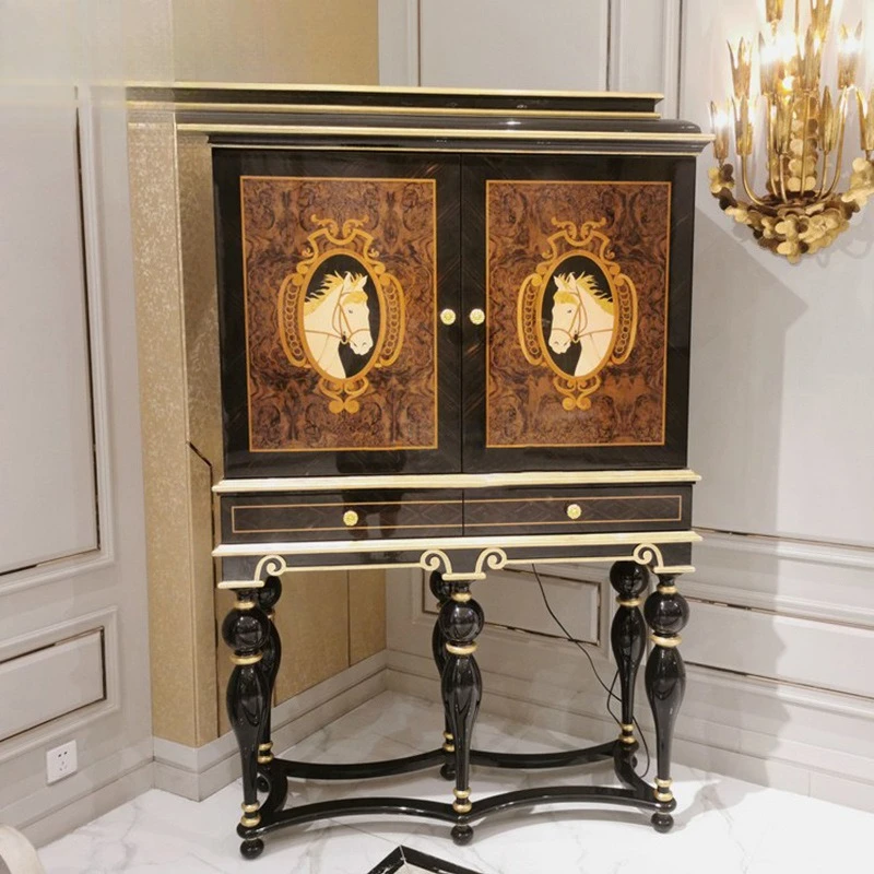 

Alexander European Birch Carving Painted Living Room Entrance Cabinet Neoclassical Decorative Cabinet Dining Room Locker