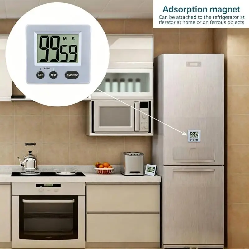 37ME Easy Carry Digital Countdowns Timer with 3 Mounting Option Stand & Hook for Cooking Studying Sports Timing Needs