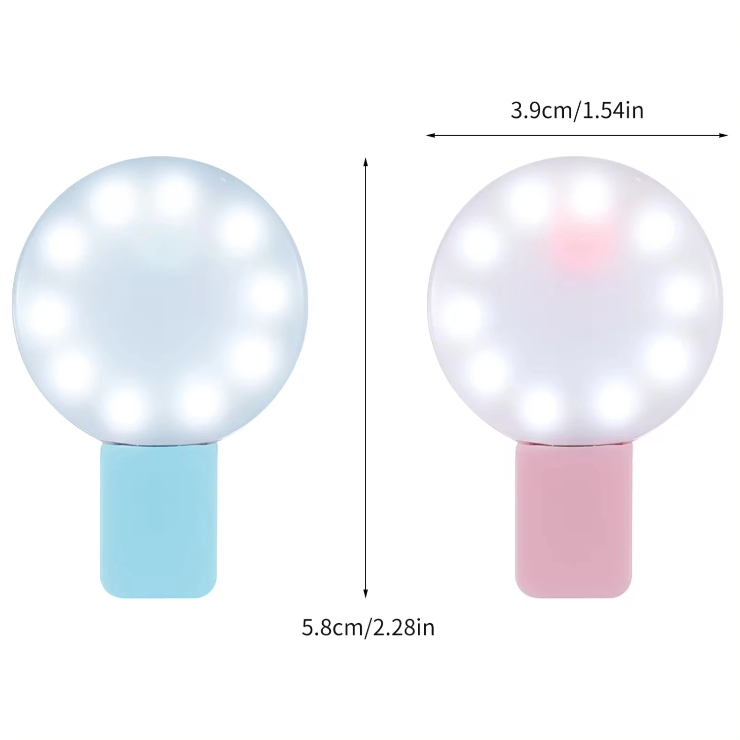 2PCS Cell Phone  Fill Light, Beauty Selfie Light with Clip, Adjustable Brightness Hand-held Ring Light  Mobile Phone