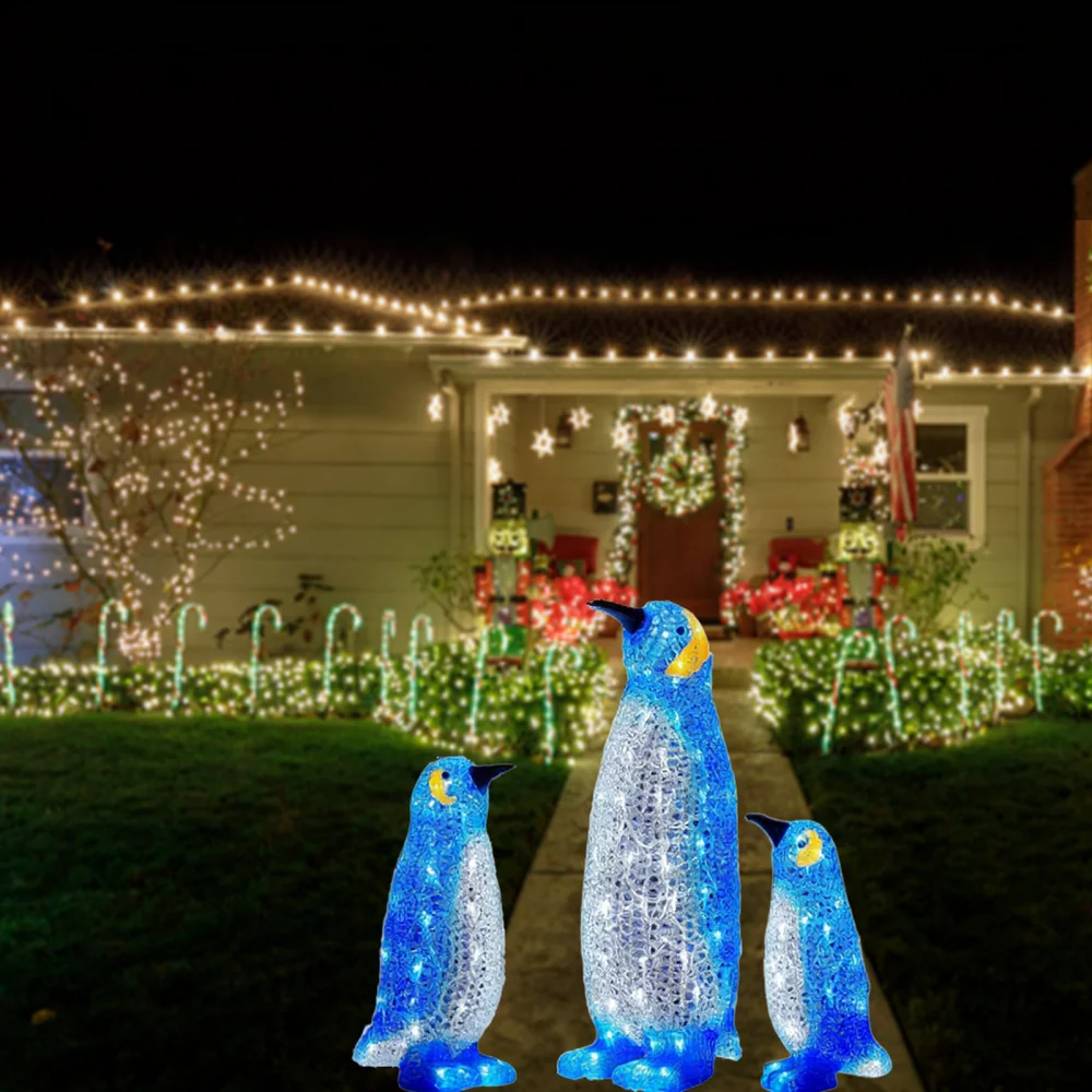 Festival Acrylic Penguin LED Light Ornament Christmas Yard Garden Decor Modern Holiday Party Festive Atmosphere Lamp