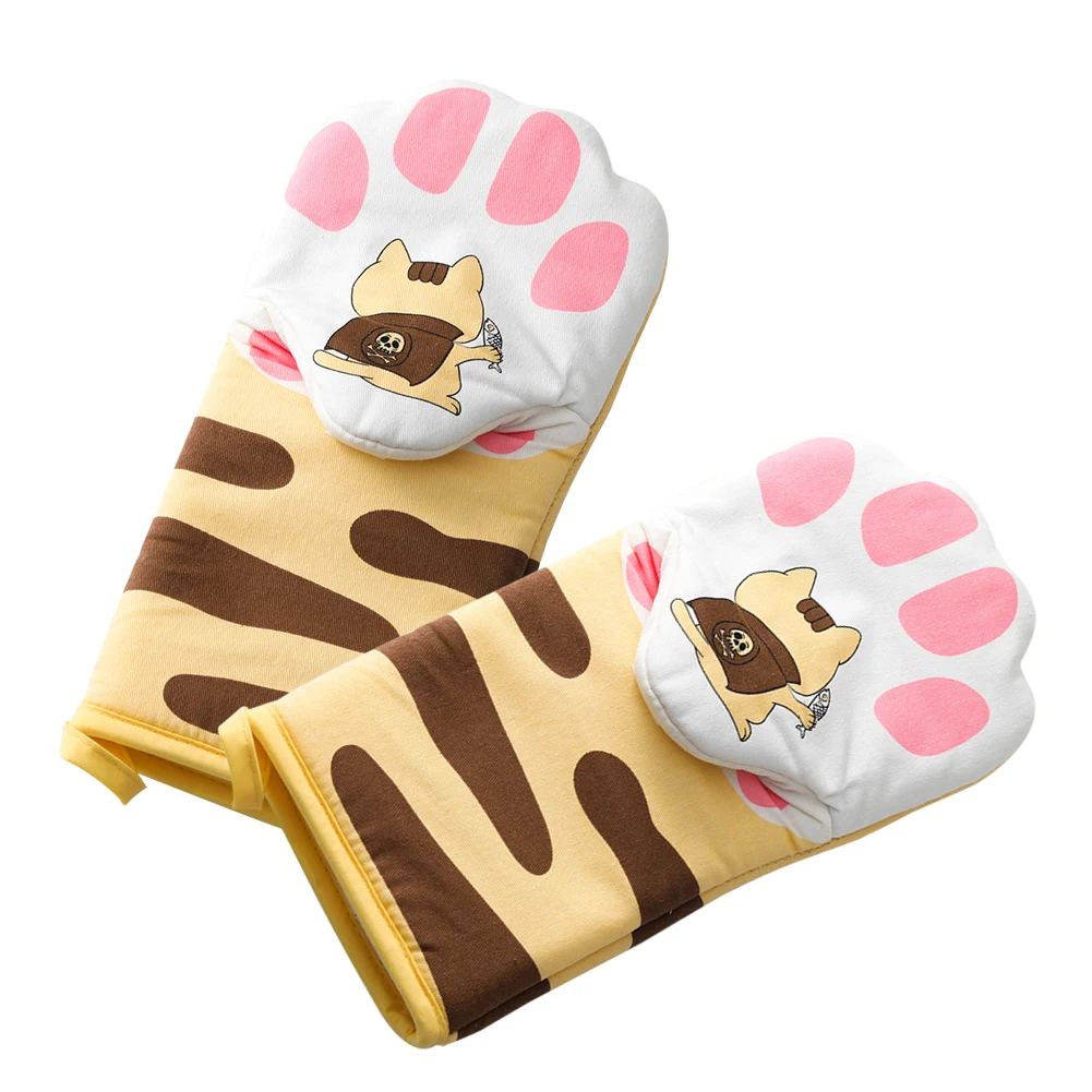 1pc cotton Cute Cat Paws Oven Mitts Claw Baking Oven Gloves Anti-scald Microwave Heat Resistant Insulation Non-slip Paw Gloves