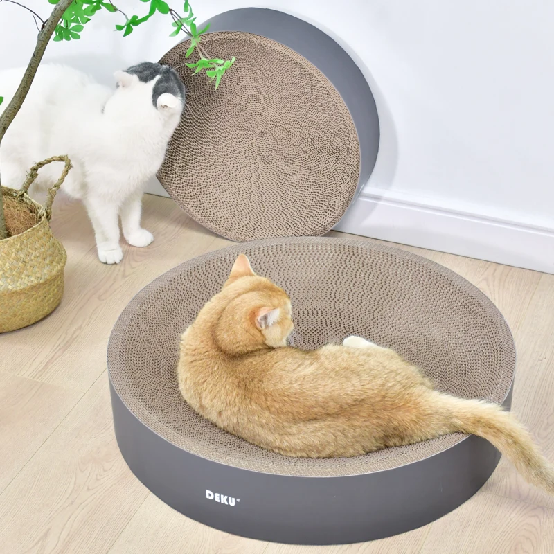 

Cardboard Cat Scratch Bed for Indoor Cats Oval Round Shape Kitty Scratching Pad Recycle Corrugate Cats Scratcher