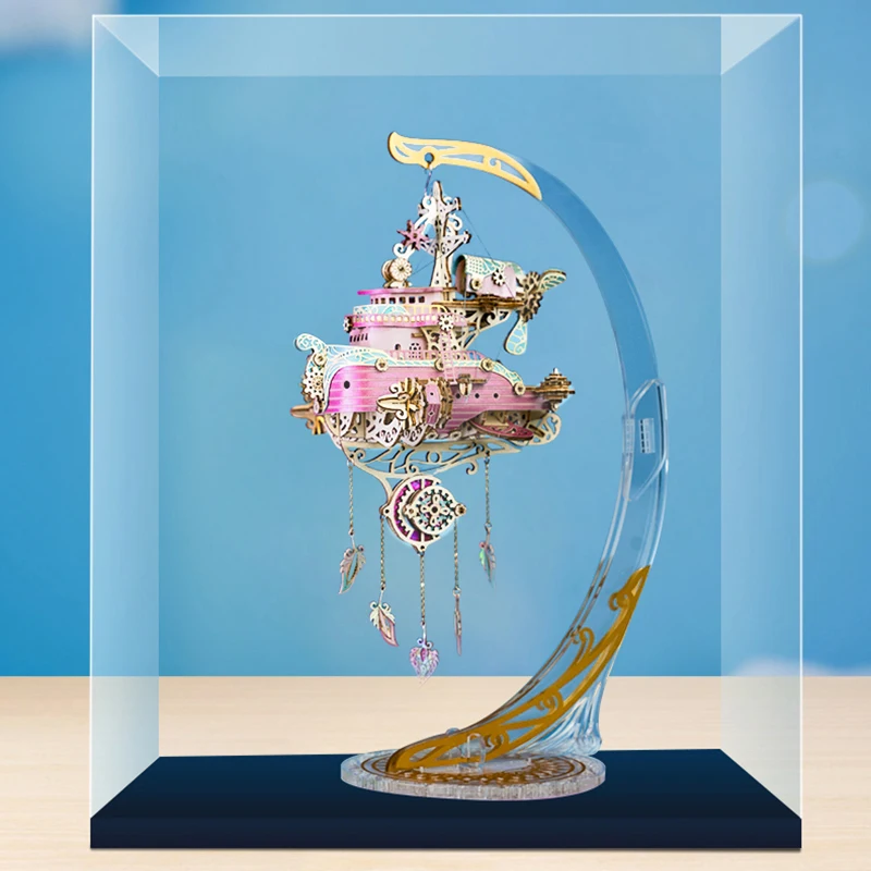 3d casa de bonecas de madeira apanhador de sonhos barco modelo bloco de construção diy montar brinquedos para adultos crianças presente aniversário decoração casa