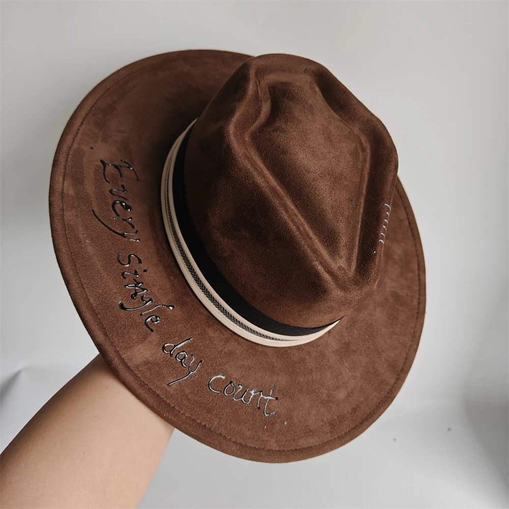 Fashion Arrow Top Vegan Suede Fedora Hat for Women Men Suitable for Pyrography Painting Party Etc Wholesale sombrero hombre