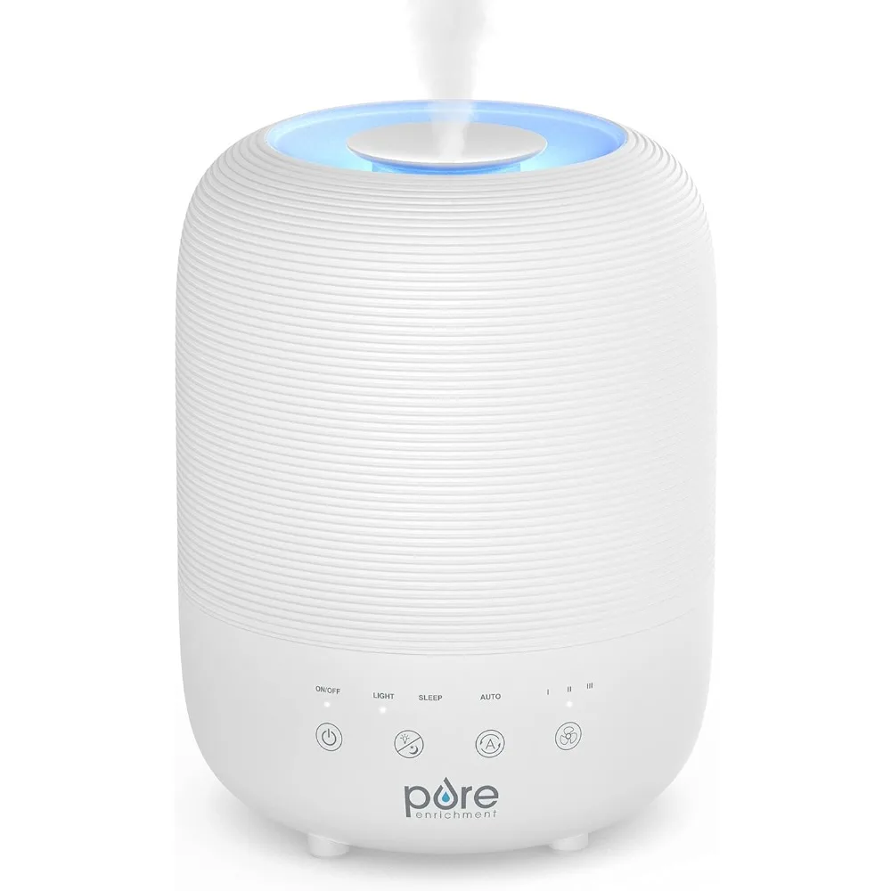 Обогащение? ЧЕЛОВЕК? Увлажнитель воздуха Sense Top Fill — большой резервуар объемом 3 л, датчик влажности с автоматическим режимом, 3 настройки тумана, дополнительный ночник,
