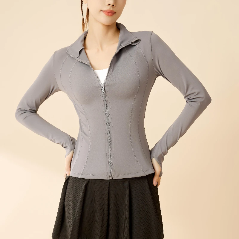 MIML Sport Top Long Sleeve Yoga Top Summer Breathable Slim-fit Tight Collar Sun-protective Clothing 2025 New Women Clothing
