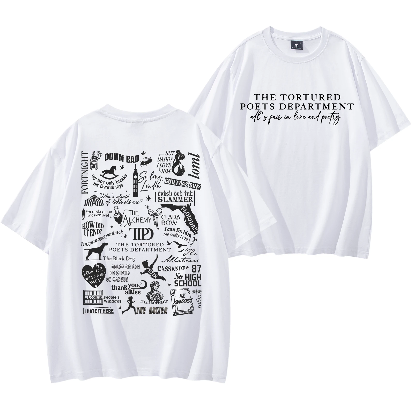 Music Lover Concert Fans Tee T-Shirts Eras Tour New Album TTPD The Tortured Poets Department Shirt Quality Cotton Women Clothes