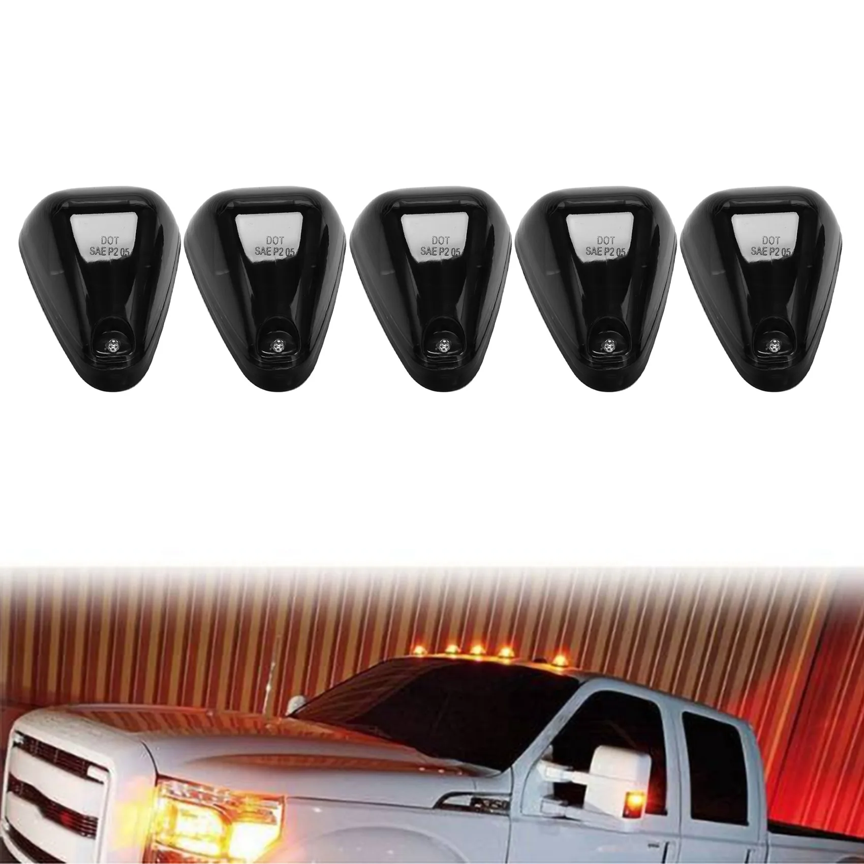 5X Cab Roof Top Marker Running Car Lights Set Lamp Lens Bulbs Signal for Truck SUV FORD Ect Yellow light