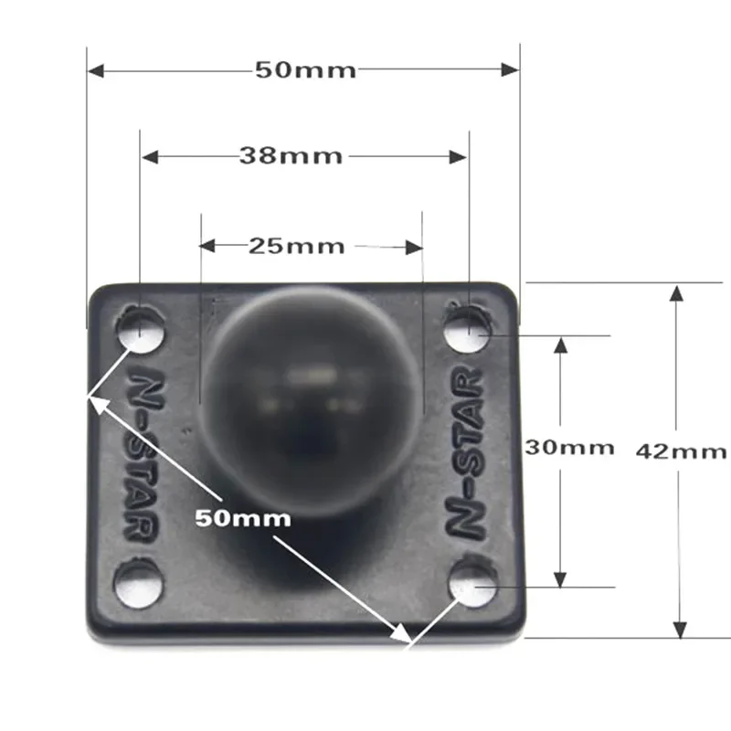 Aluminum Square Mounting Base 1 inch ( 25mm ) Bubber ball compatible for gorpo camera, dslr, for garmin